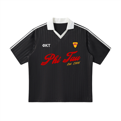 Phi Tau Contrast Collar Striped Soccer Jersey