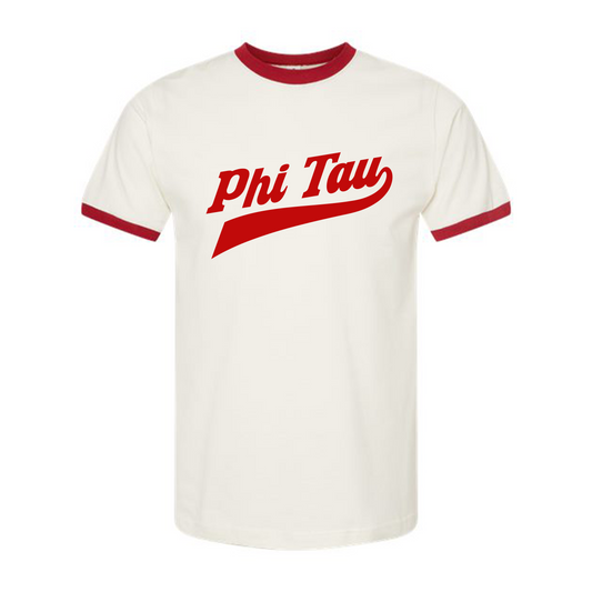 Phi Kappa Tau Vintage Script Jersey Ringer Tee