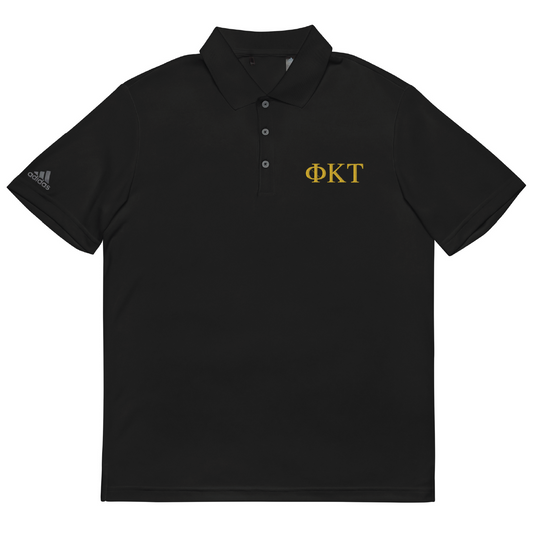 Phi Tau Adidas Letters Polo in Black