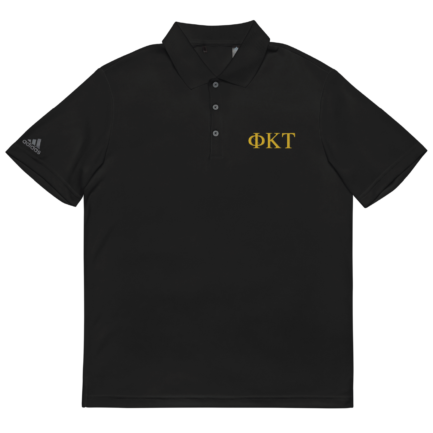 Phi Tau Adidas Letters Polo in Black