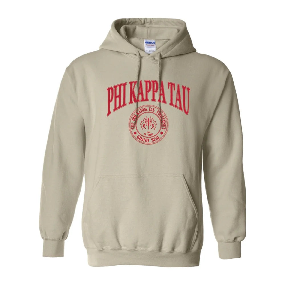Phi Tau Grand Seal Hoodie in Sand