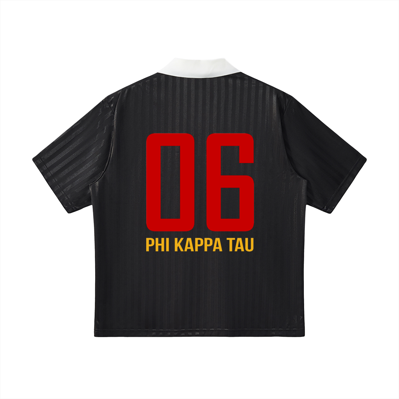 Phi Tau Contrast Collar Striped Soccer Jersey