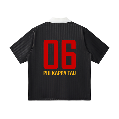 Phi Tau Contrast Collar Striped Soccer Jersey
