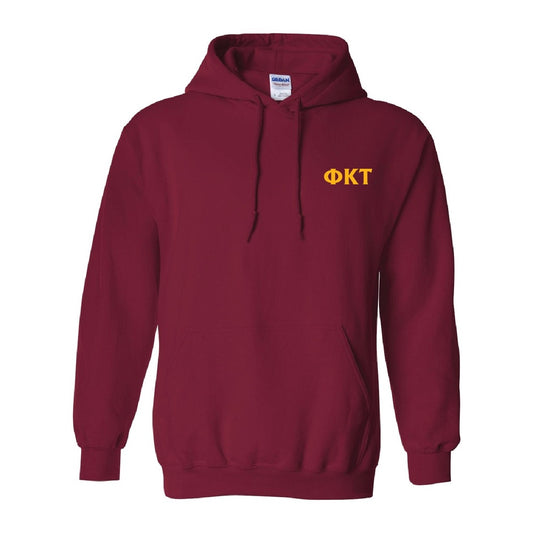 Phi Tau Letters Hoodie in Garnet